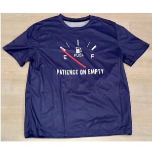 Men’s Navy Blue Funny Graphic T-Shirt “Patience on Empty” – Size M, Like New